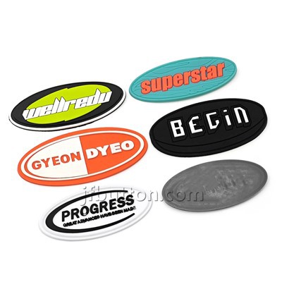 Etiqueta de silicone oval 2D com nome de marca