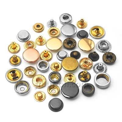 Quais são as categorias de botões SNAP de acordo com o material e o estilo?