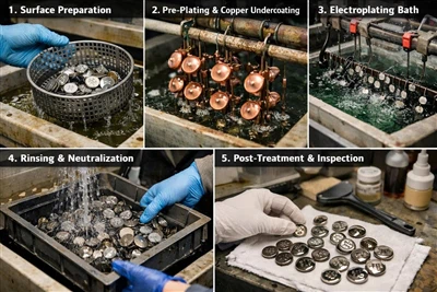Compreendendo a tecnologia de galvanoplastia usada em botões e etiquetas metá...