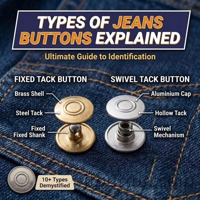 Tipos de botões de jeans explicados